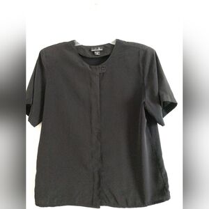 Vintage Black Short Sleeve Secretary Blouse by David Matthew Size 12 Chest 36"